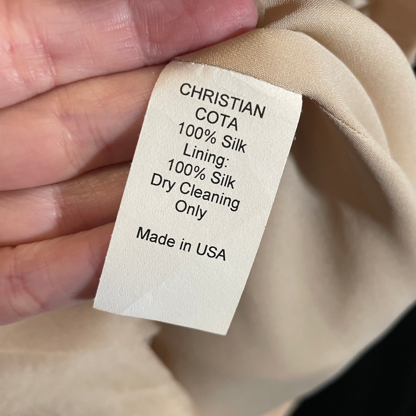 Christian Cota 100% Silk Mini Dress Sunburst Pleated Champagne Nude Cocktail 4 — image 6 of 7